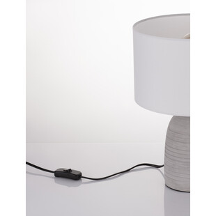 Lampa stołowa betonowa z abażurem Poemo biało-szara