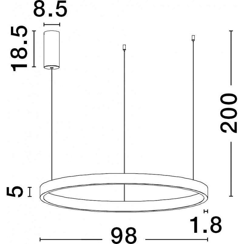 Lampa wisząca okrągła nowoczesna Astra LED 98cm 3000K 106W czarna