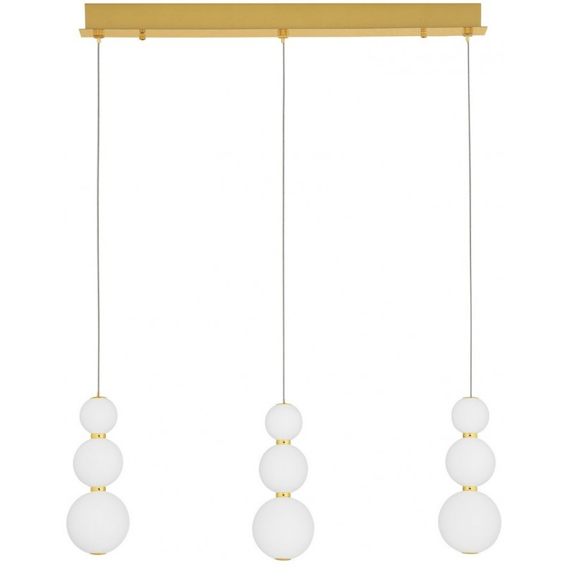 Lampa wisząca szklane kule glamour na listwie Eloise III LED 70cm biały opal / złoty