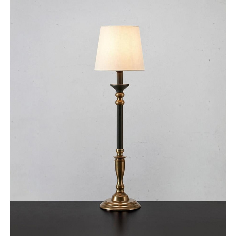 Lampa stołowa z abażurem Gent biały / czarny / antyczny mosiądz Markslojd