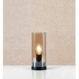 Lampa stołowa szklana retro Post 12cm czarny / bursztynowy Markslojd