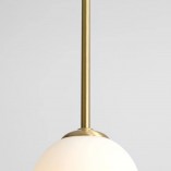 Lampa wisząca szklana kula Bosso Mini 14cm biało-mosiężna Aldex