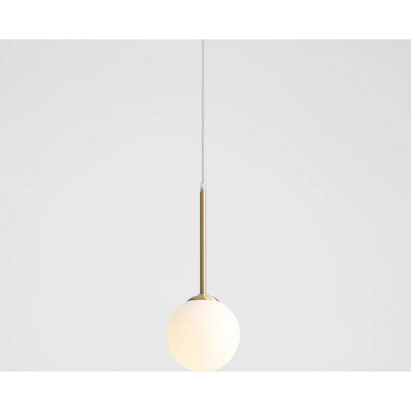 Lampa wisząca szklana kula Bosso Mini 14cm biało-mosiężna Aldex