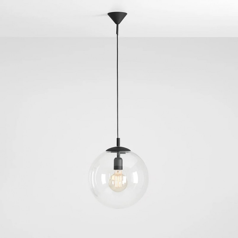 Lampa wisząca szklana kula Globus 30 przeźroczysto-czarna marki Aldex