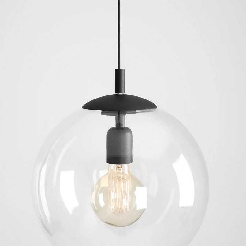 Lampa wisząca szklana kula Globus 30 przeźroczysto-czarna marki Aldex