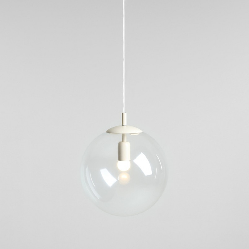 Lampa wisząca szklana kula Globe 30cm przeźroczysty / kremowy Aldex