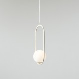 Lampa wisząca szklana kula designerska Riva Cream 14cm biało-kremowa Aldex