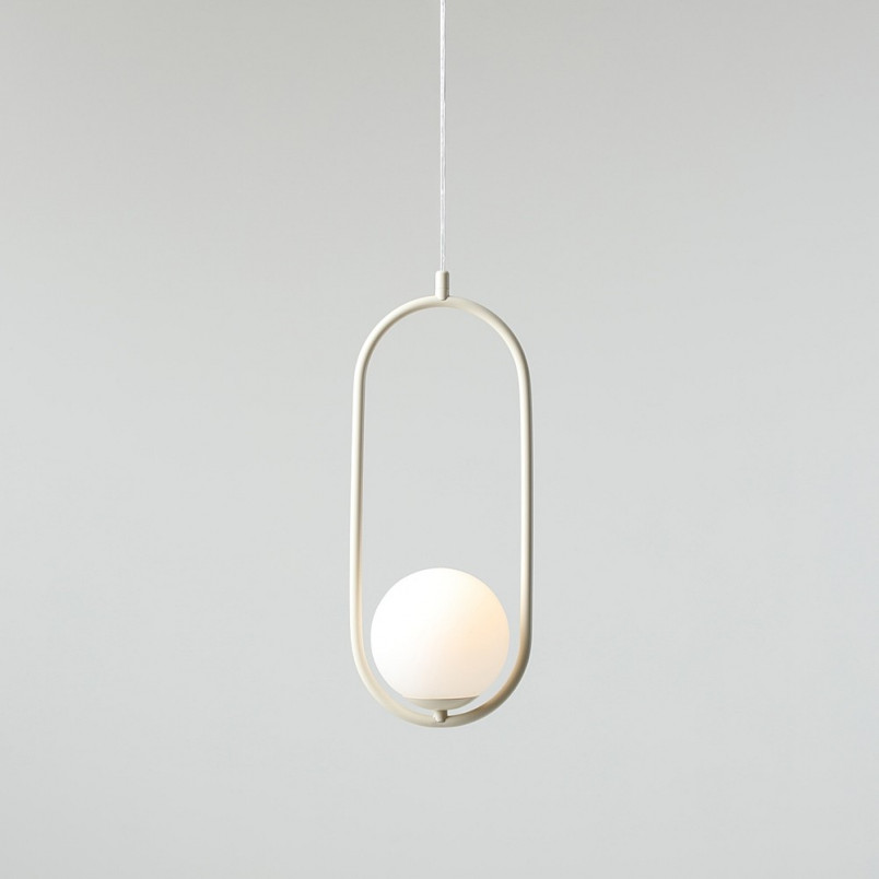 Lampa wisząca szklana kula designerska Riva Cream 14cm biało-kremowa Aldex