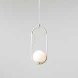 Lampa wisząca szklana kula designerska Riva Cream 14cm biało-kremowa Aldex