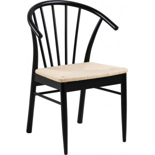 Krzesło drewniane z plecionym siedziskiem boho Cassandra czarne Actona