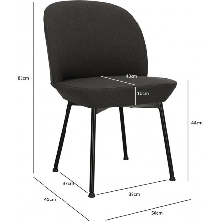 Krzesło tapicerowane Cloe ciemny szary / chrom Intesi