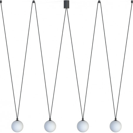 Lampa wisząca 4 szklane kule regulowane Sling 160cm biały / czarny Nowodvorski