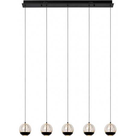 Lampa wisząca szklane kule na listwie Sentubal LED V 95cm 2700K przeźroczysty / czarny Lucide