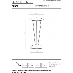 Lampa zewnętrzna na stół Renee LED 2700K/3000K IP54 czarna Lucide