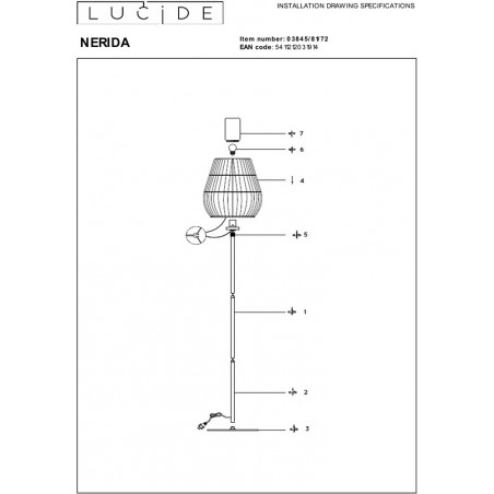 Lampa ogrodowa stojąca boho Nerida 35cm naturalny / czarny Lucide