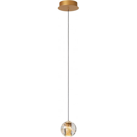 Lampa wisząca szklana kula glamour Dilenko LED 14cm przezroczysty / matowe złoto Lucide