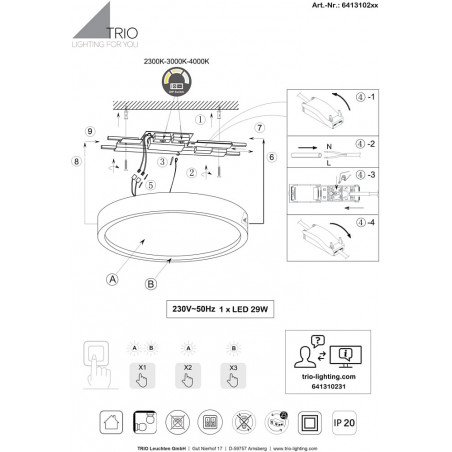 Plafon nowoczesny regulowana barwa światła Doha LED 45cm biały mat Trio