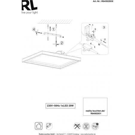 Plafon nowoczesny kwadratowy Rotonda LED 3000K 35x35cm czarny mat Reality