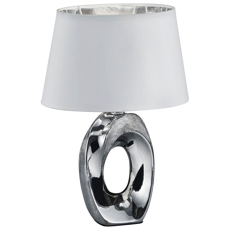 Lampa stołowa nowoczesna z abażurem Taba 23 Biały/Srebrny Reality