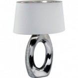 Lampa stołowa nowoczesna z abażurem Taba 38 Biały/Srebrny Reality