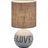 Lampa stołowa ceramiczna z abażurem Esna Love 31 Biały/Beż Reality