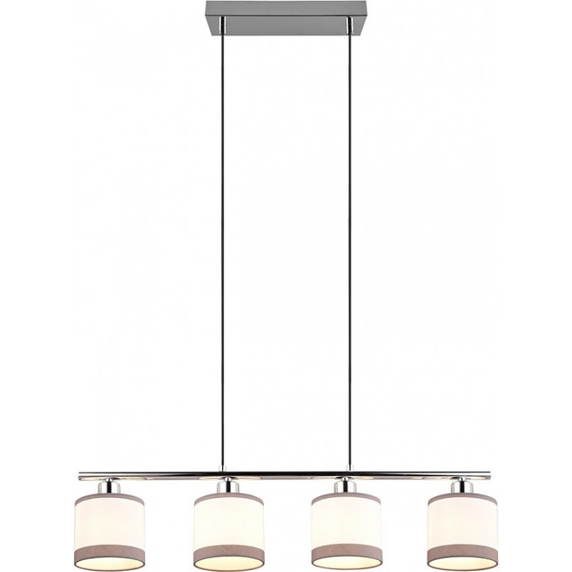 Lampa wisząca podłużna z abażurami Davos 75cm biały / szary / chrom Reality
