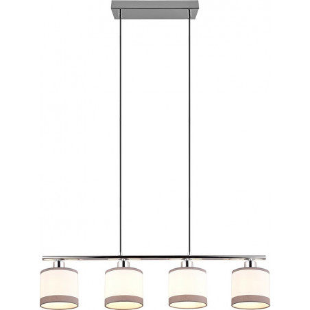 Lampa wisząca podłużna z abażurami Davos 75cm biały / szary / chrom Reality