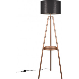 Lampa podłogowa na trójnogu ze stolikiem Colette czarno-złoty / kawowy Reality