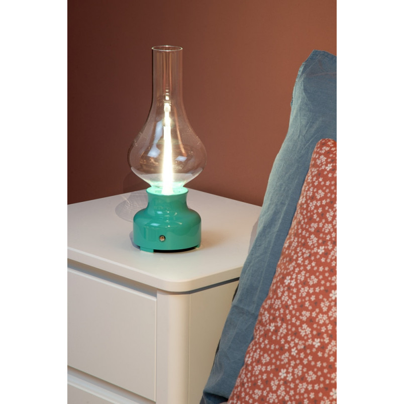 Lampa stołowa vintage Jason LED przeźroczysty / turkusowy Lucide