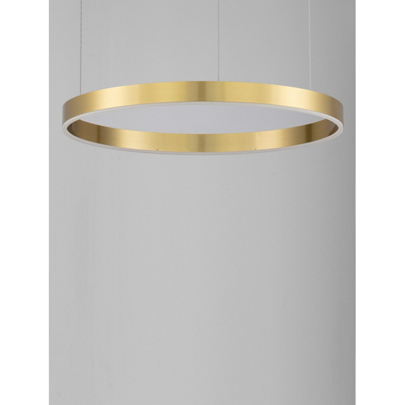 Lampa wisząca okrągła nowoczesna Gemma LED 80cm złoto-mosiężna