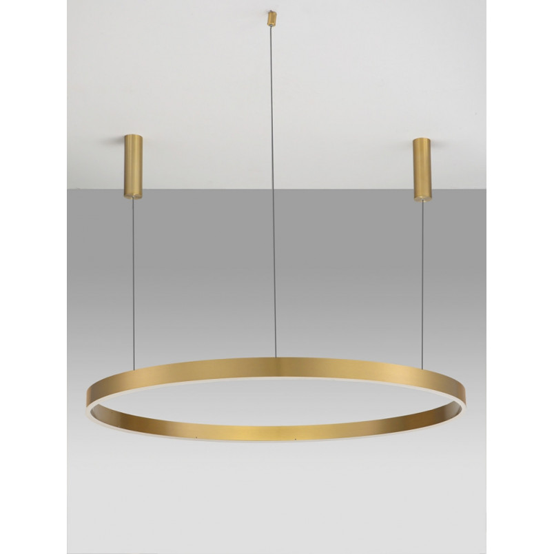 Lampa wisząca okrągła nowoczesna Gemma LED 150cm złoto-mosiężna