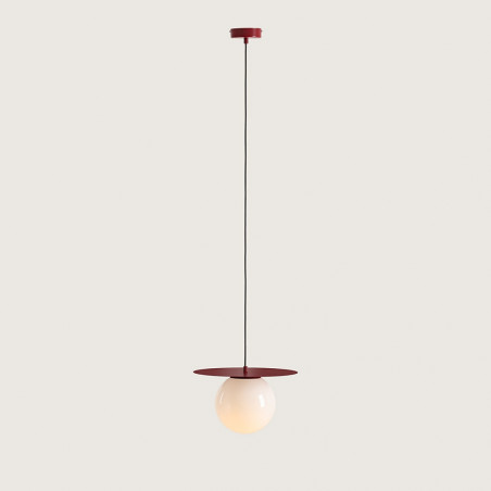 Lampa wisząca szklana kula Loop 34cm biały / czerwony Aldex
