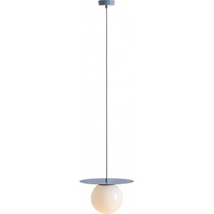 Lampa wisząca szklana kula Loop 34cm biały / niebieski Aldex