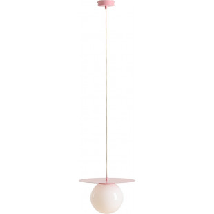 Lampa wisząca szklana kula Loop 34cm biały / różowy Aldex