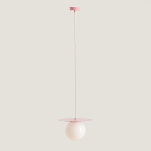 Lampa wisząca szklana kula Loop 34cm biały / różowy Aldex