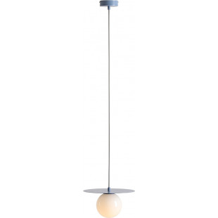Lampa wisząca szklana kula Loop 28cm biały / niebieski Aldex