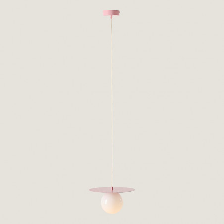 Lampa wisząca szklana kula Loop 28cm biały / różowy Aldex