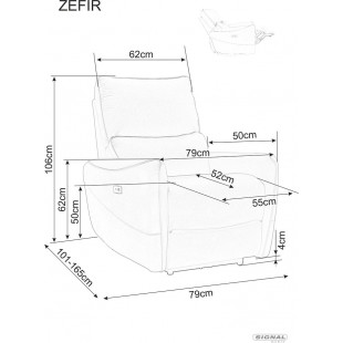 Fotel rozkładany z ekoskóry Zefir szary Signal