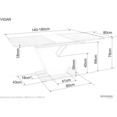 Stół rozkładany na jednej nodze Vidar 140 x80cm dąb craft tobacco / kremowy Signal