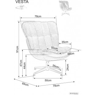 Fotel welurowy obrotowy Vesta Velvet szary Signal