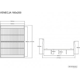 Łóżko drewniane Venecja 160x200cm czereśnia antyczna / czarny Signal
