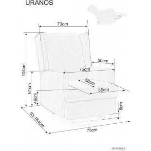 Fotel rozkładany tapicerowany Uranos szary Signal
