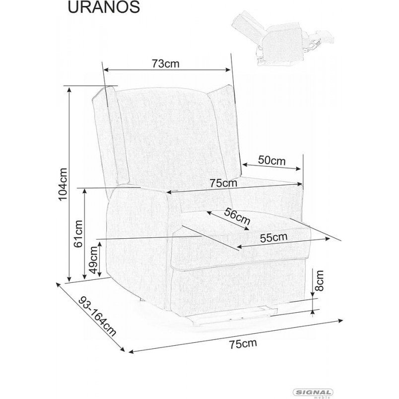 Fotel rozkładany tapicerowany Uranos szary Signal