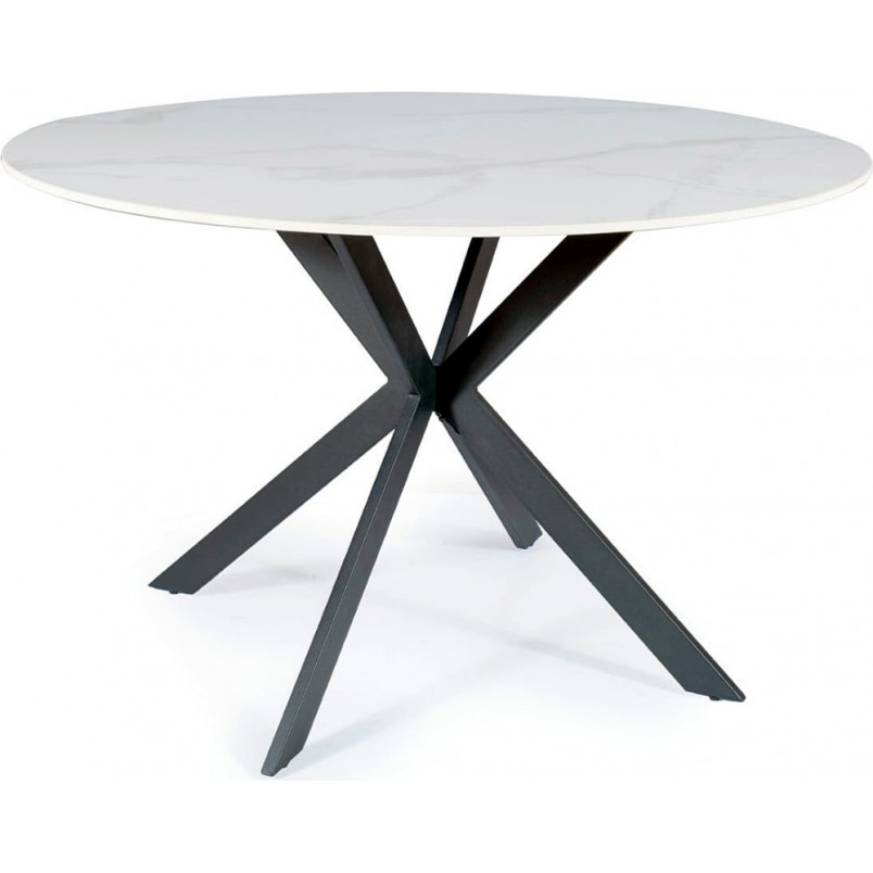 Stół okrągły ceramiczny Talia 90cm biały marmur / czarny mat Signal