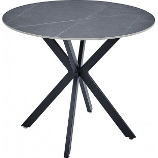 Stół okrągły ceramiczny Talia 90cm szary marmur / czarny mat Signal