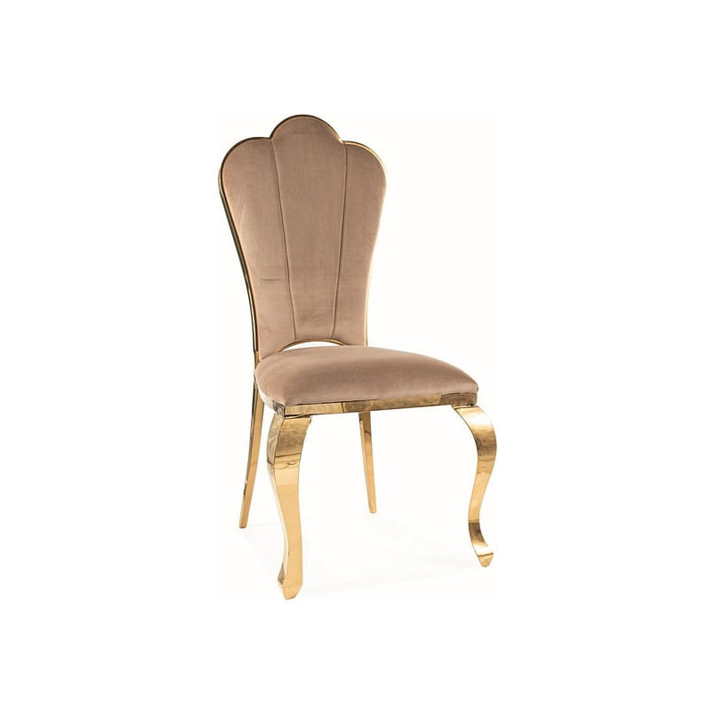 Krzesło welurowe ze złotymi nogami Queen Velvet beżowe