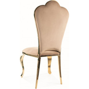 Krzesło welurowe ze złotymi nogami Queen Velvet beżowe