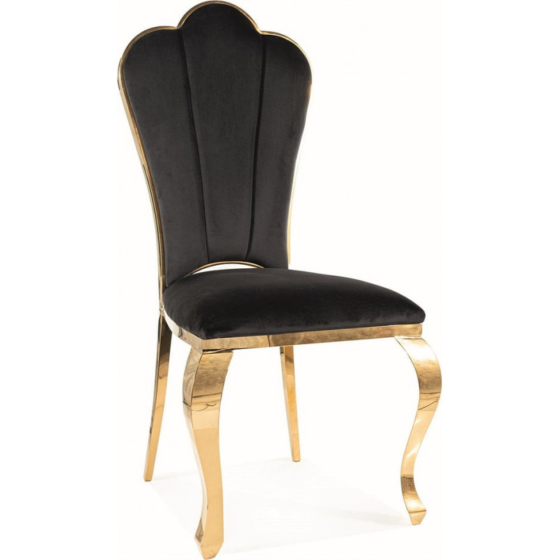 Krzesło welurowe ze złotymi nogami Queen Velvet czarne