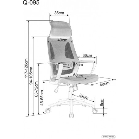 Fotel biurkowy z siatki Q-095 czarny / srebrny Signal