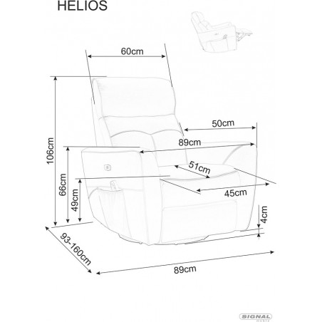 Fotel rozkładany z funkcją masażu Helios szary Signal